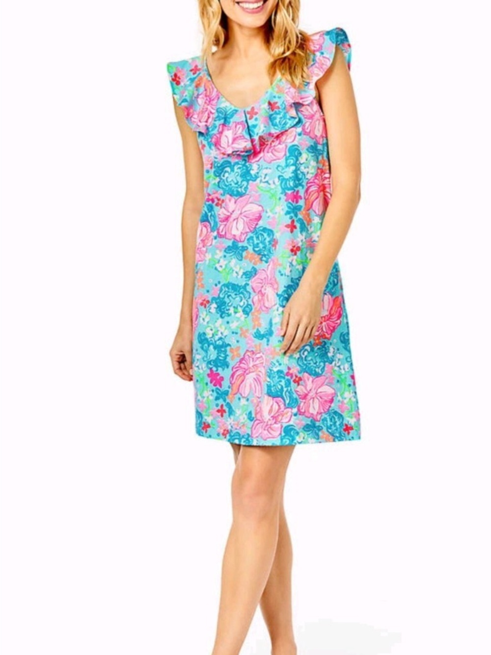Lilly Pulitzer Alessa dress in surf blue luscious lions